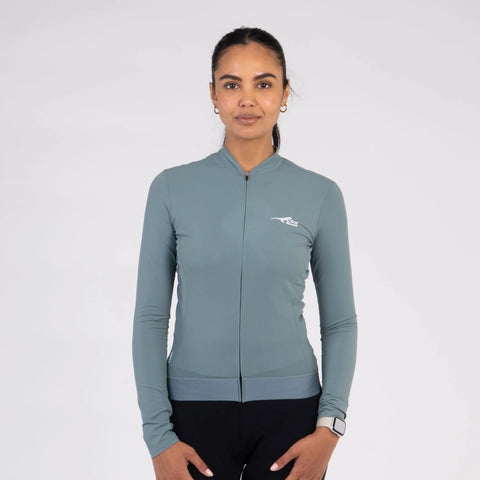 FIRST ASCENT Ladies Vent Long Sleeve Cyling Jersey Pennygum Blue