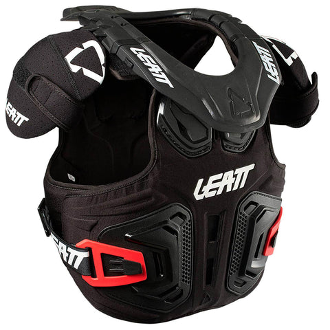 Protect your junior riders with ease using the LEATT Fusion Vest 2.0 Jr. This all-in-one armour combines neck, chest, back, flank, and shoulder protection for unbeatable safety. Lightweight, flexible, and comfortable with 3DF AirFit impact foam. CE-certified for chest, back, and shoulder protection. Easy sizing adjustments and a perfect fit for riders 105-165cm. Stay protected effortlessly!