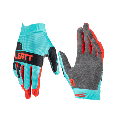 LEATT Gloves Moto 1.5 Mini - Ultralight with MicronGrip for superior feel and grip. Enjoy excellent dry and wet grip, a snug fit, and an eco-friendly design. Discover the perfect balance of comfort and protection for young riders.